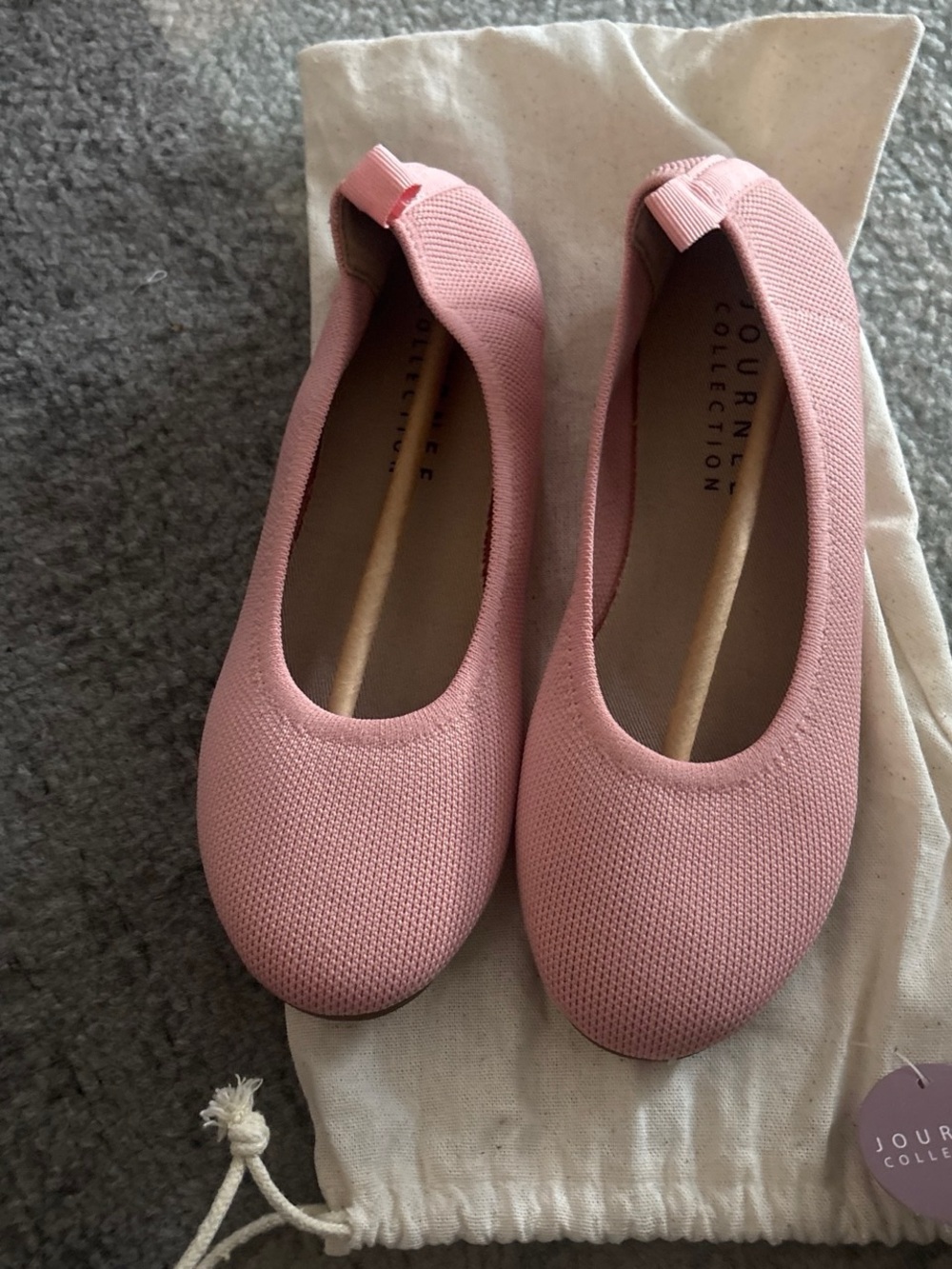 Journee Collection Blush Pink Knit Slip-On Ballet Flats - Picture 1 of 2
